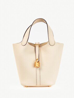 Hermes Picotin Lock 18 Beton Taurillon Clemence Leather Tote